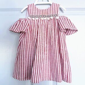 PIPPA & JULIE Red White Striped Cold Shoulder Pom Pom Dress 18 Months